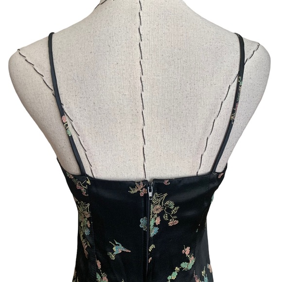 Vintage 90s Satin Finesse Dress Asian Inspired Floral Print Twee - Picture 6 of 8